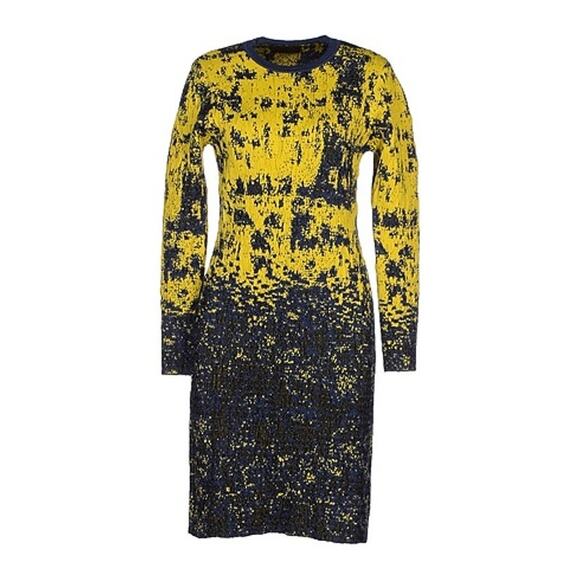 NWT $860 JO NO FUI  runway knit / sweater yellow/ blue dress. IT 42 US 6. - Picture 2 of 12